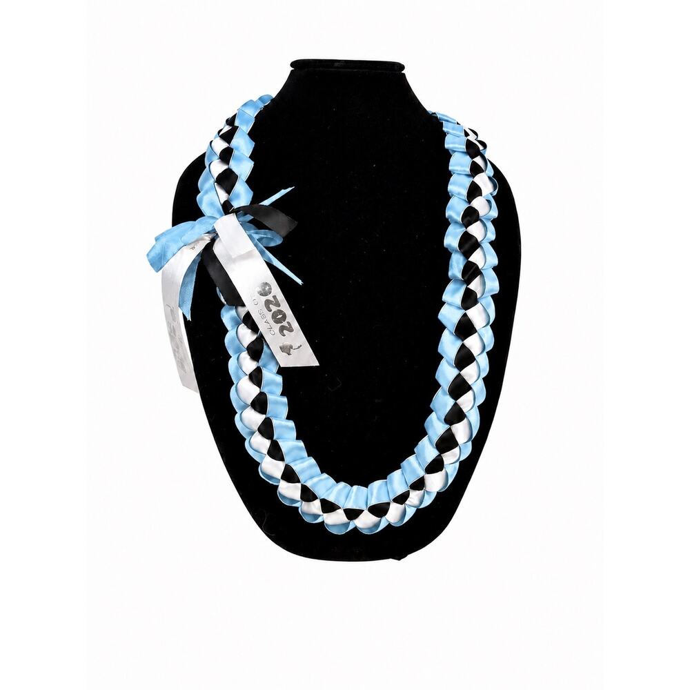 Light Blue Black White Graduation Lei Class of 2026